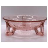 Art Deco Pink Depression Glass Footed Bowl