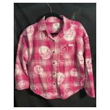 Justice Pink Plaid Button-Down ShirtSz L