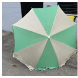 7ft Green & Tan Beach Umbrella