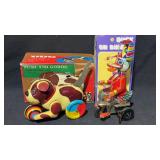 Tin Litho Toys Push & Godog Duck on Bike