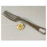 WWII Military Mess Fork & Vintage Army Collar Disc