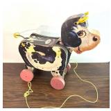 Vintage Fisher Price Moo-oo Cow Pull Toy #155