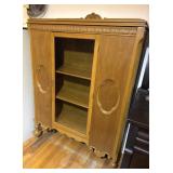 Antique Carved Wood Display Cabinet
