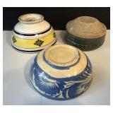 Antique Pottery Bowls Trio