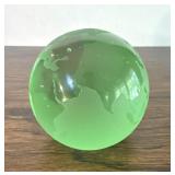 Green Art Glass Globe Paperweight Vintage