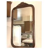 Vintage Solid Wood Wall Mirror w/ Beveled Glass
