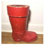 Vintage Santa Boot Paper Mache Container