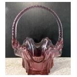 Fenton Glass Cranberry Pink Art Basket