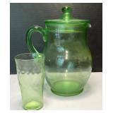 Uranium Vaseline Glass Pitcher & Tumbler