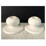 Roseville Pottery 1937 Ivory Velmoss Candlesticks