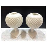 Westmoreland English Hobnail Milk Glass Vase Pair