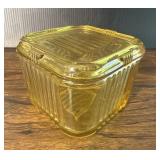 Honey Amber Glass Small Covered Dish