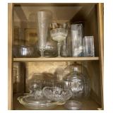Vintage Glassware Collection In Cabinet
