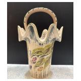 Hull Pottery Blossom Flite T4 Handled Basket