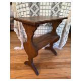 Antique Oak Side Table Hand Crafted Wood Stand