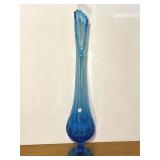Fenton Glass Swung Colonial Blue Thumbprint Vase