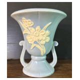 Weller Pottery Blue Cameo Handled Vase