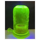 Vaseline Glass Fairy Lamp Uranium Green Light
