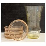 Federal Diane Pink Depression Glass Coasters