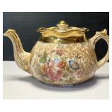 Arthur Wood Cabbage Rose Gold Gild Teapot