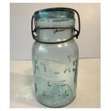 Atlas E-Z Seal Aqua Blue Glass Jar