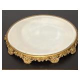 Hollywood Regency Gilt Metal Filigree Beveled