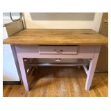 Vintage Pink Wood Desk Work Table