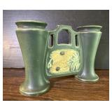 Roseville Pottery Rosecraft Panel Double Bud Vase