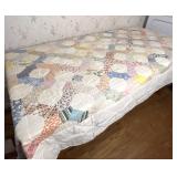 Vintage Quilt Hand Pieced Snowball Pattern