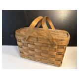 Vintage Woven Wood Picnic Basket Vermont