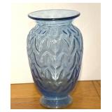 Fenton Art Glass Ice Optics Vase Glacial Blue