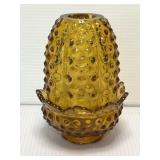 Fenton Art Glass Amber Hobnail Fairy Lamp