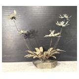 Metal & Stone MCM Flower Sculpture Copper