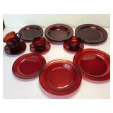 Classique Arcoroc France Ruby Red Setting for 4