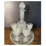 Glass Decanter Set With Tray EAPG Imperial