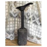 Antique Cast Iron Cobbler Shoe Last On Stump Stand