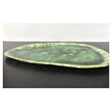 Biomorphic Drip Glaze Pottery Platter Green