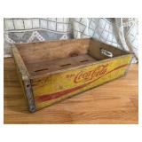 Vintage Coca-Cola Wood Bottle Crate Yellow