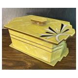 Art Deco Celluloid Jewelry Box Vintage Yellow