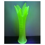 Fenton Custard Uranium Glass Tall Lime Vase