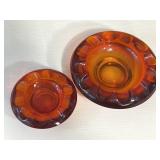 MCM Amberina Art Glass Cigar Ashtrays
