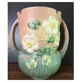 Roseville Pottery White Rose Pink Trophy Vase