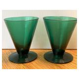 Mid Century Art Deco Emerald Petite Glass Goblets