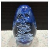 Art Glass Cobalt Blue Paperweight