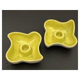 Vintage Red Wing Pottery Chartreuse Candle Holders