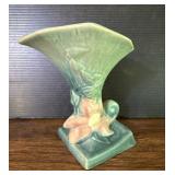 Roseville Pottery Clematis Cornucopia Vase Green