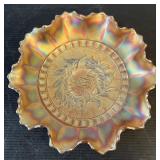 Dugan Windflower Marigold Carnaval Glass Bowl