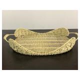 Rattan Serving Tray w/ Floral Embellishments