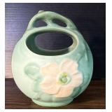 Weller Pottery Wild Rose Double Well Basket Vase