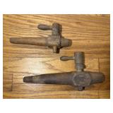 Antique Barrel Taps Wooden Cask Spigot Pair